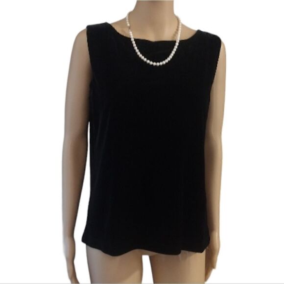 Chico’s Women's Size 2 Solid Black Velvety Stretchy Sleeveless Tank Top - Picture 1 of 10